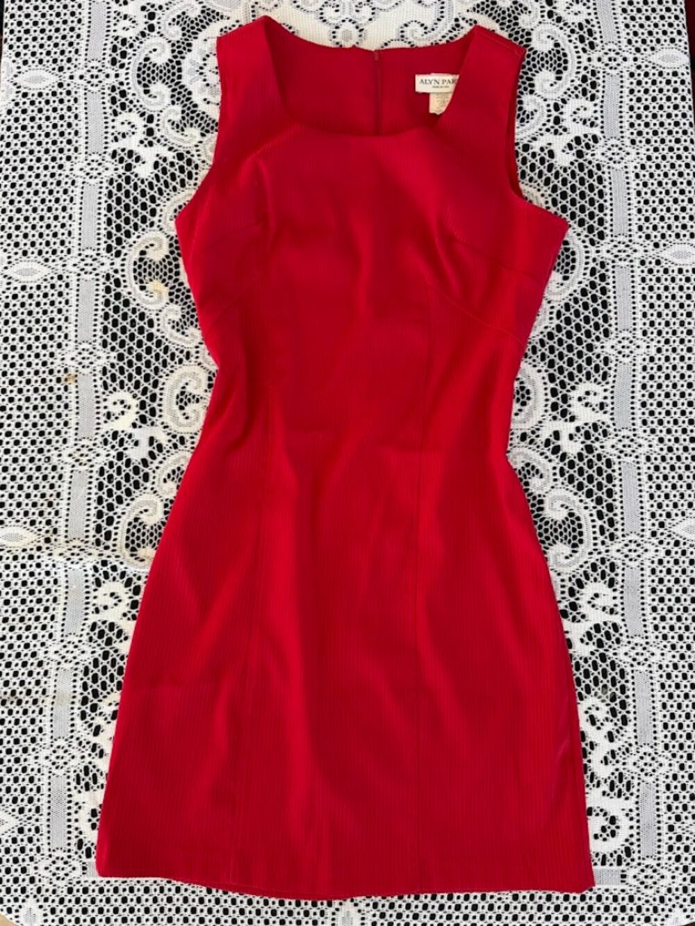 Red Pinstripe Sleeveless Mini Dress - Size M